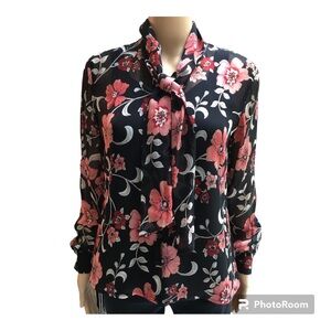 NWOT Talbots Two Piece Floral Silk Blouse and Black Camisole in 4P